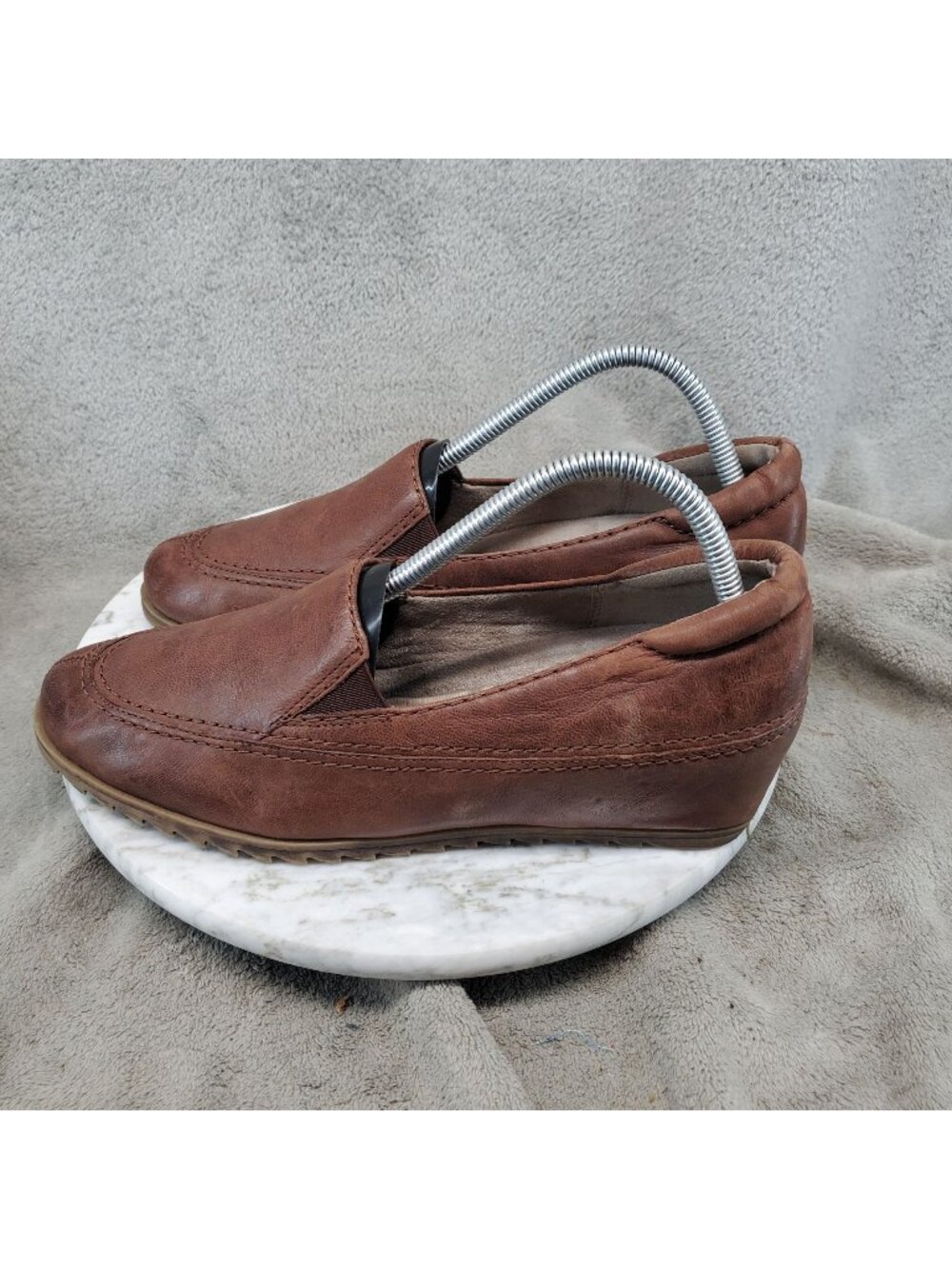 Naturalizer Shoes Womens Size 9.5 Brown Leather Harper Wedge Loafers *Read*